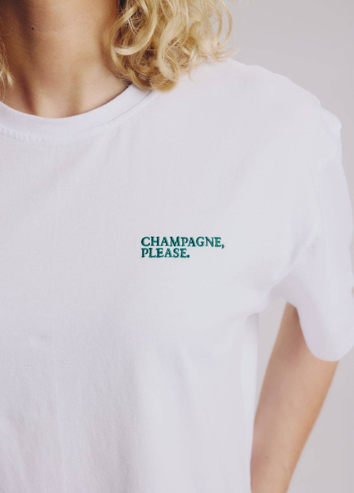 T-shirt “Champagne, Please” in cotone