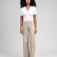 Jeans beige a vita alta a gamba dritta