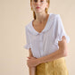 Blusa in cotone con colletto sailor e volant