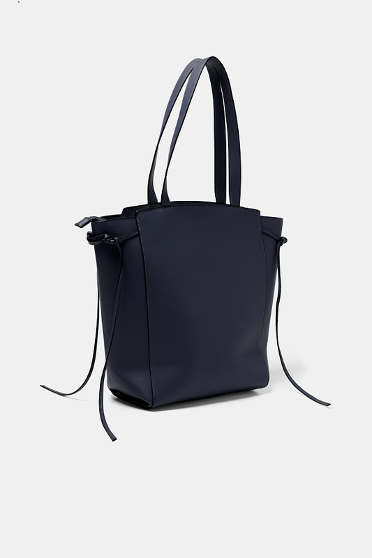 Borsa shopper in ecopelle con doppio manico e tracolla