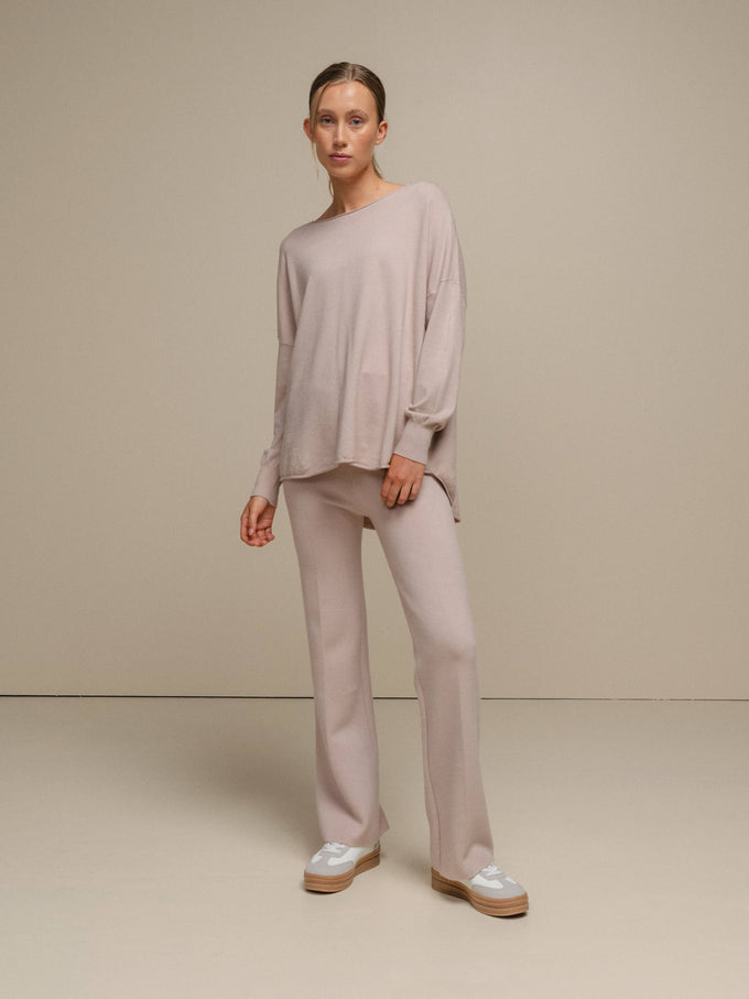 Pantaloni a zampa in maglia morbida da donna