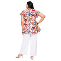 Blusa estiva in voile di cotone con stampa floreale