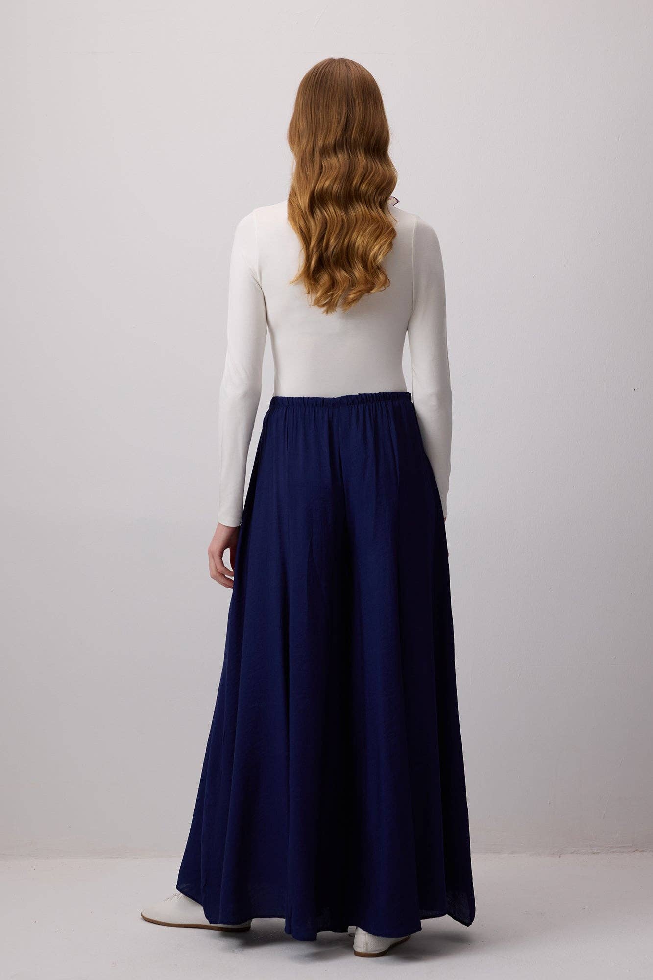 Pantaloni gonna palazzo a gamba larga con vita elasticizzata