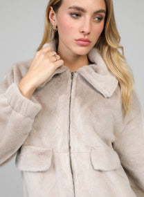 Giacca Candice in ecopelliccia color visone