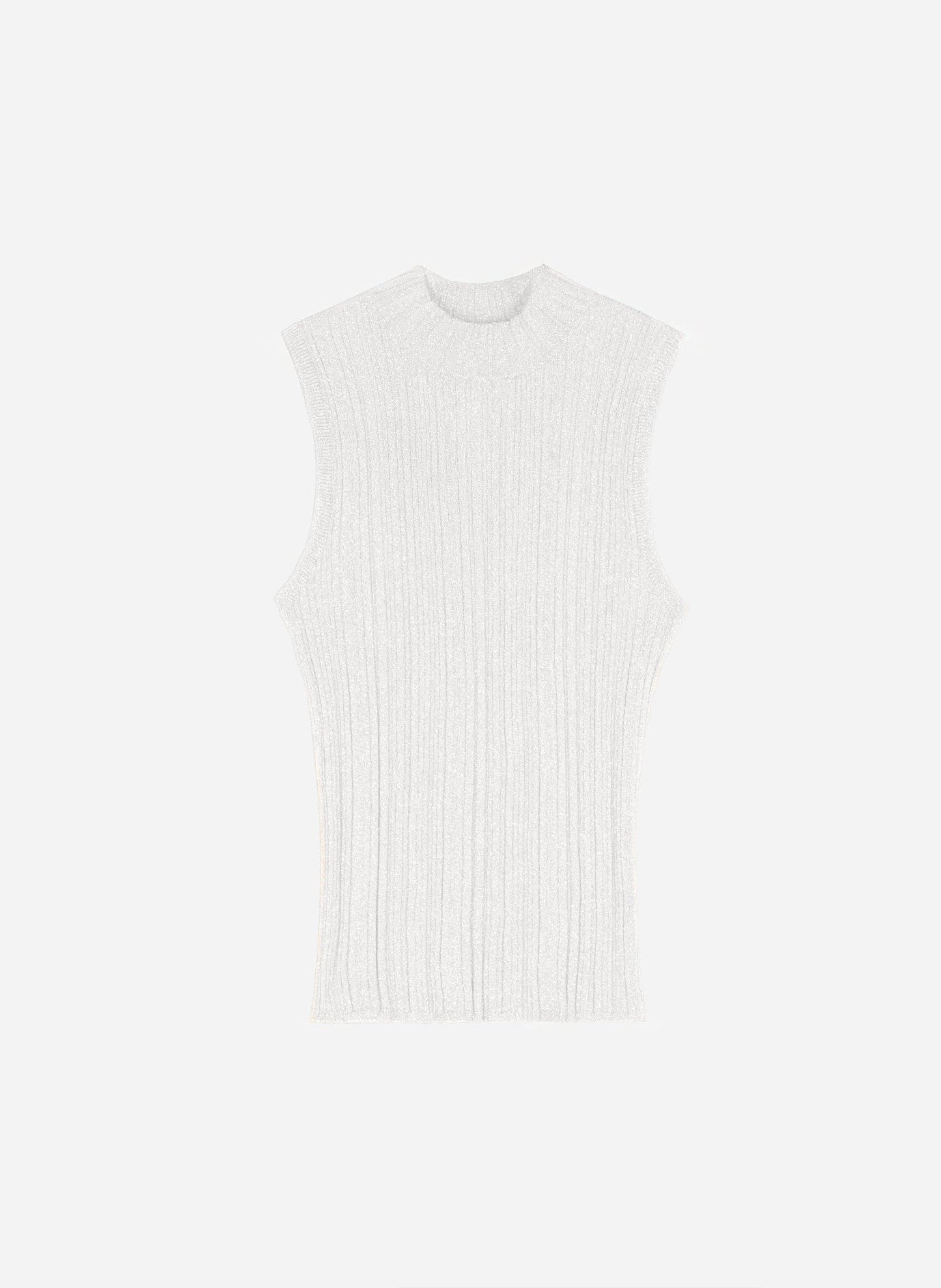 Maglione smanicato Luxie naturale a collo alto metallizzato
