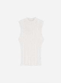 Maglione smanicato Luxie naturale a collo alto metallizzato