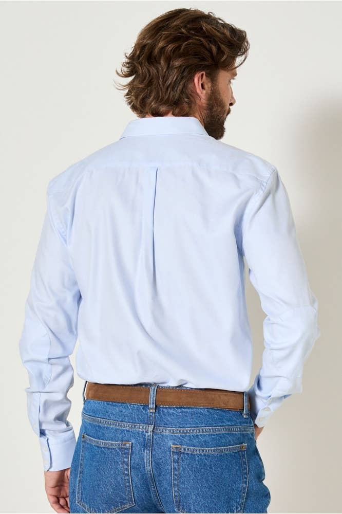 Camicia slim blu tinta unita La W. Thèbes