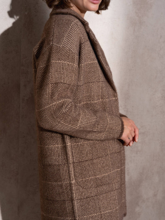 Cappotto midi effetto pelliccia a quadri