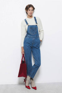 Salopette in denim blu con bretelle regolabili