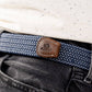 Cintura elastica intrecciata Bogotà blu e bianca