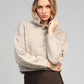 Gilet in maglia color talpa con collo alto e bottoni
