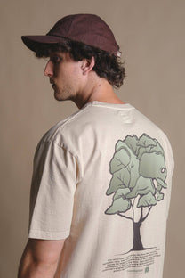 T-shirt uomo in cotone biologico tinta a pigmento con stampa albero