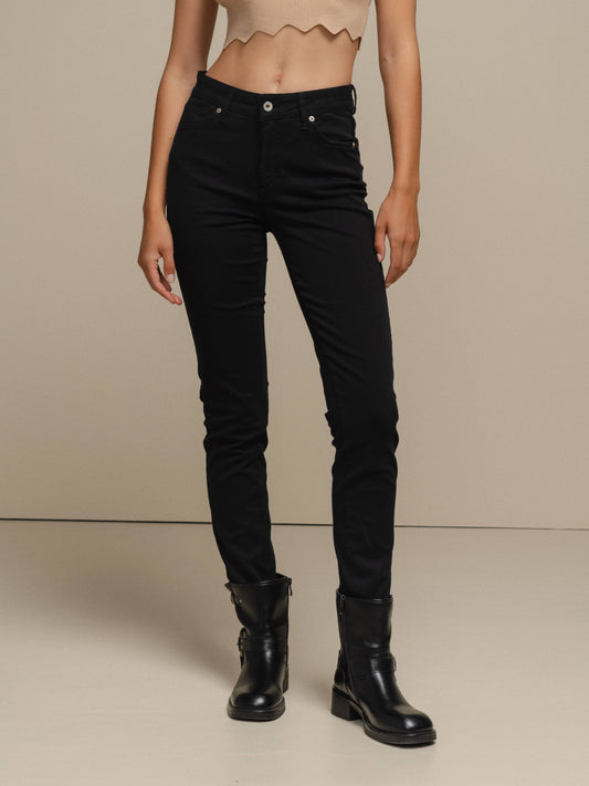 Pantaloni skinny in cotone stretch a vita alta