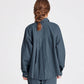 Camicia corta Bella in popeline di cotone biologico blu denim