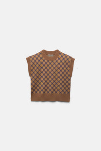 Gilet in maglia jacquard con motivo geometrico