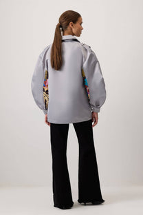 Giacca bomber in raso con zip