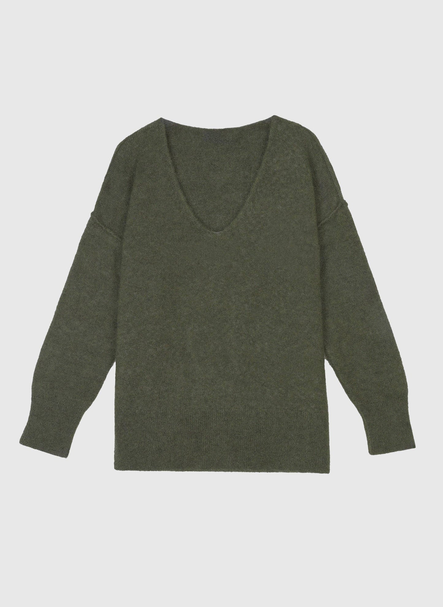 Maglione oversize Livya verde militare con scollo a V