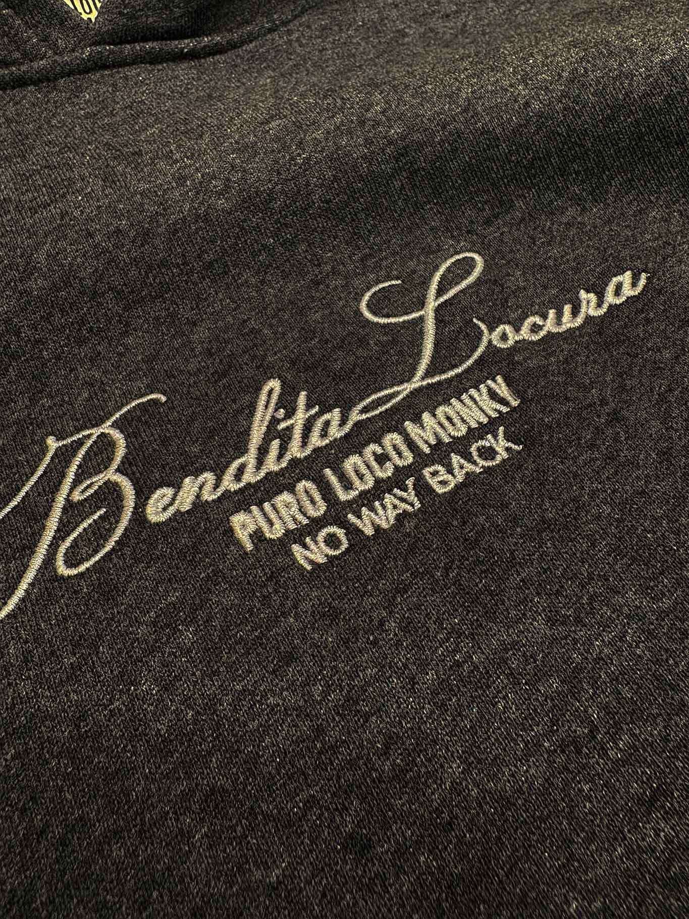 Felpa unisex con ricamo Bendita Locura grigio scuro
