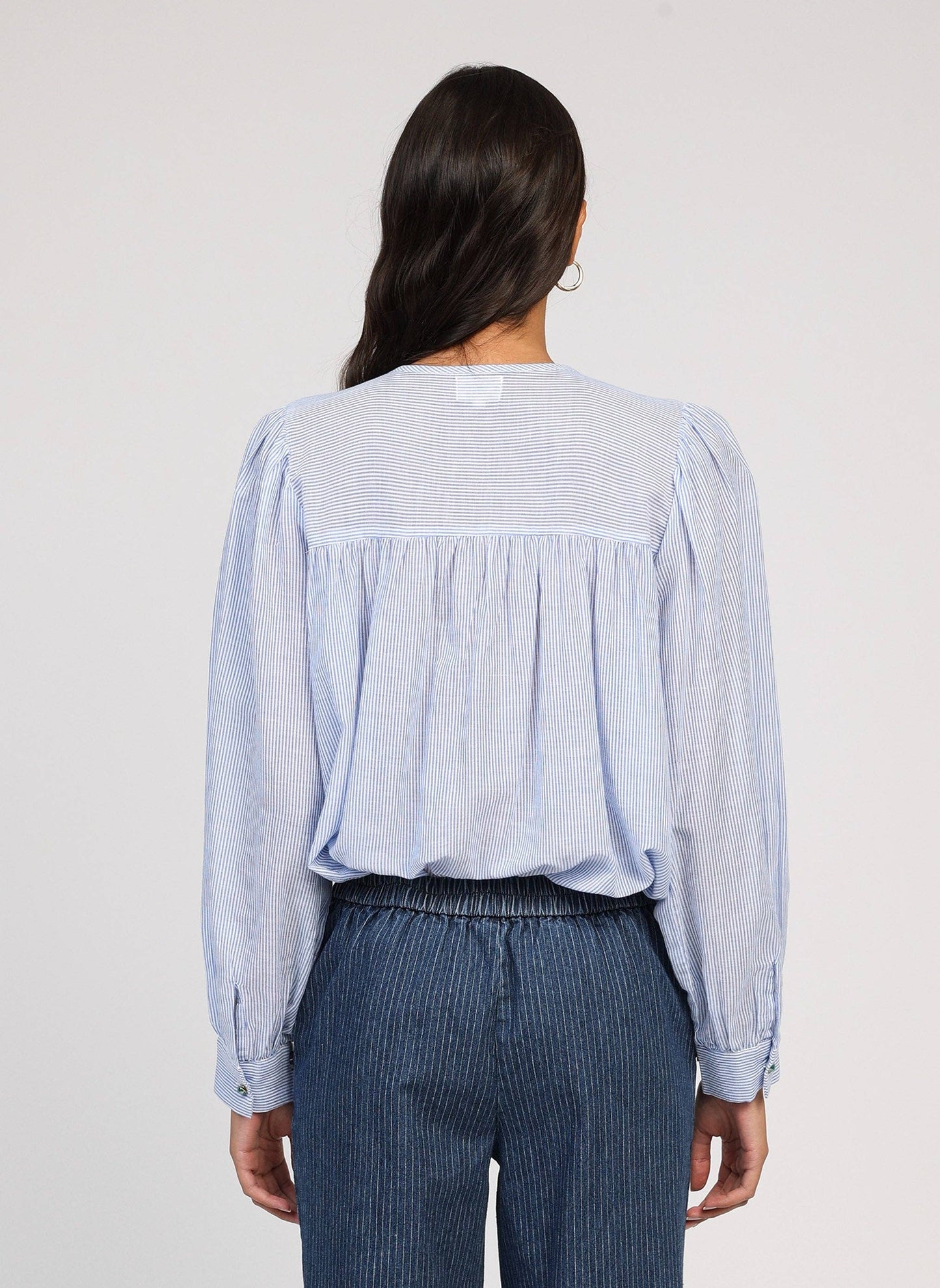 Blusa Sajona a righe blu
