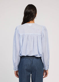 Blusa Sajona a righe blu