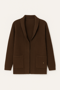 Cappotto cardigan in maglia strutturata con cintura