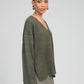 Maglione oversize Livya verde militare con scollo a V