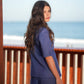 Blazer a maniche corte in misto lino