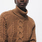 Maglione dolcevita a trecce in lana