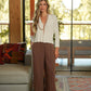Cardigan in maglia a coste color ecru