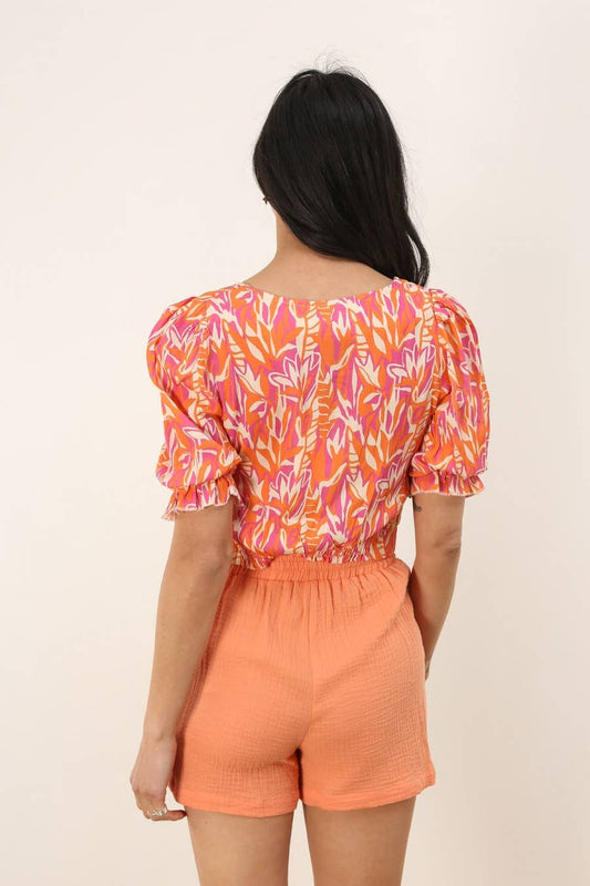 Crop top Tara con stampa multicolor