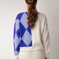 Maglione destrutturato in misto cashmere con intarsio a rombi