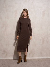 Abito lungo in maglia con lurex