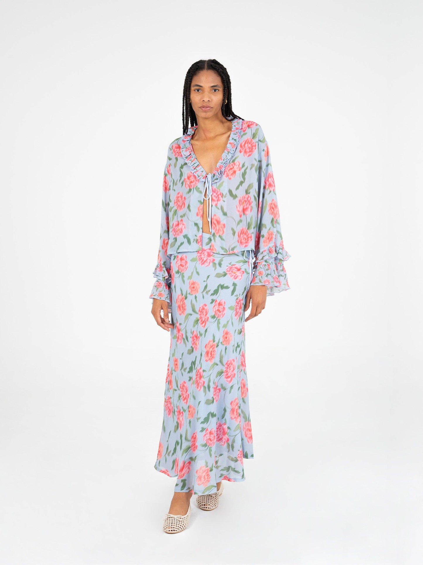 Gonna lunga in chiffon a fiori Floralis