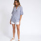 Blusa a righe con maniche a balza in viscosa