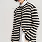 Cardigan lungo a righe con bottoni dorati