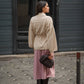 Cardigan beige con cintura