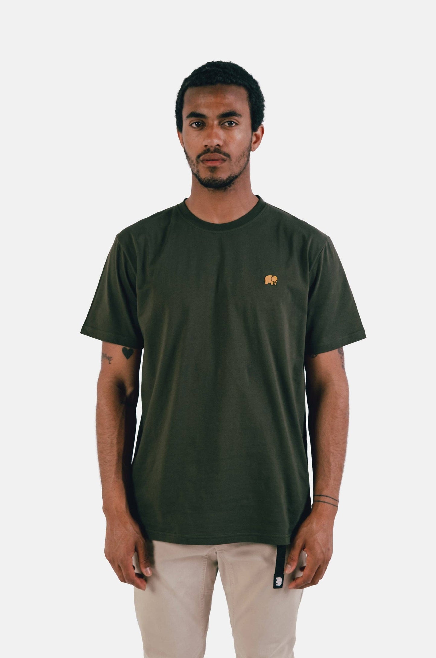 T-shirt essenziale in cotone biologico verde Kombu