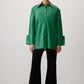 Camicia in pelle sintetica con polsini ampi