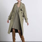 Trench lungo in gabardina doppiopetto da donna