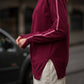 Maglia bordeaux con righe laterali a contrasto