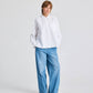 Camicia Bianca in Popeline di Cotone Biologico con Maniche Raglan