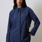 Camicia gessata blu navy con polsini extra-larghi
