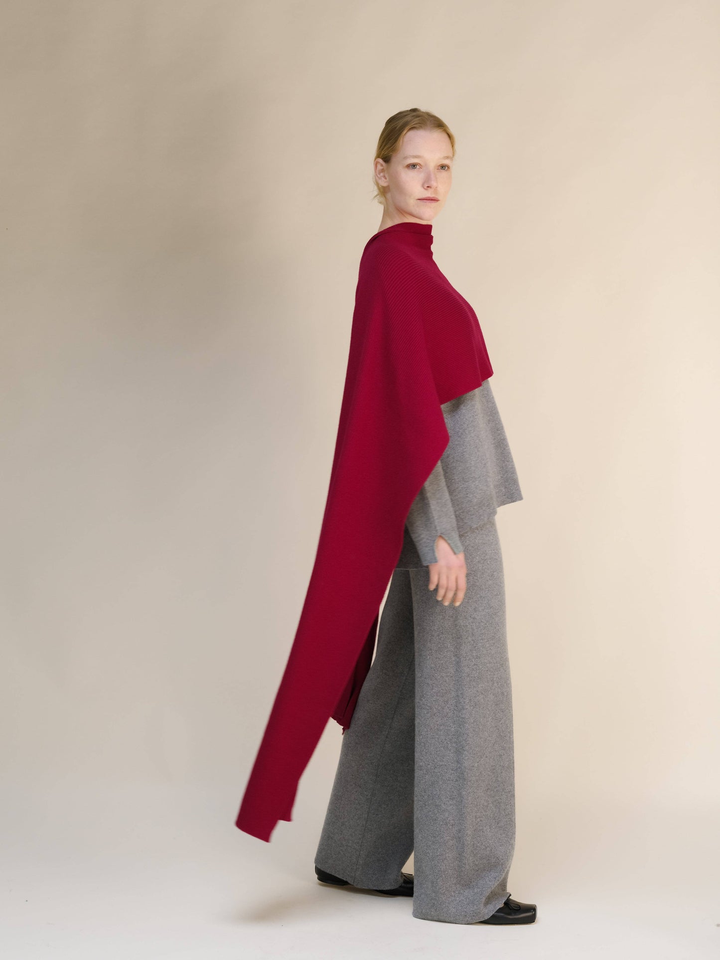 Maxi Sciarpa a Coste in Puro Cashmere