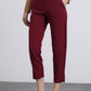 Pantaloni cropped bordeaux con bottoni dorati