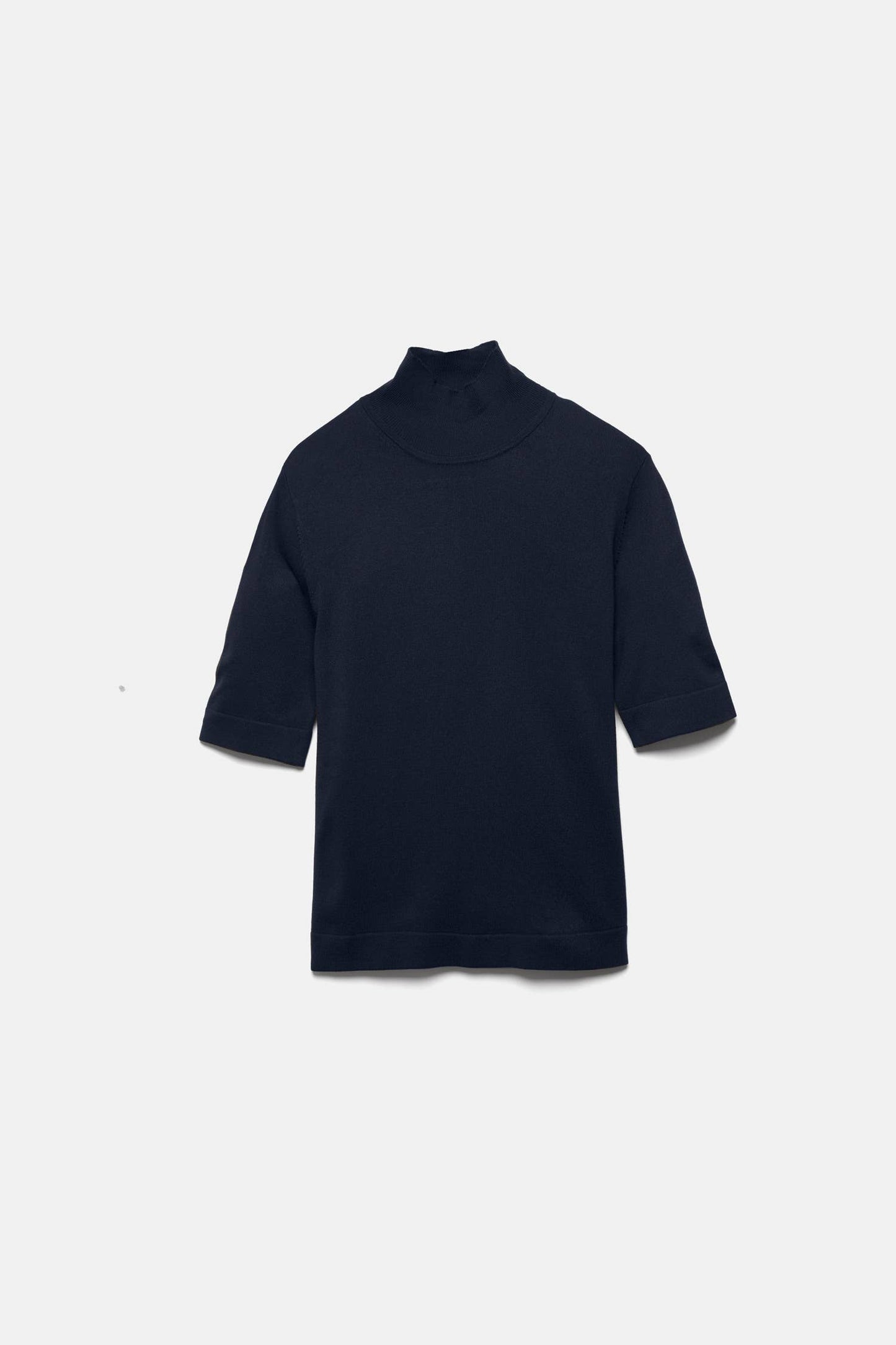 Maglione dolcevita a maglia rasata con maniche 3/4