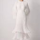 Abito lungo elegante in chiffon plissettato con maniche fluide