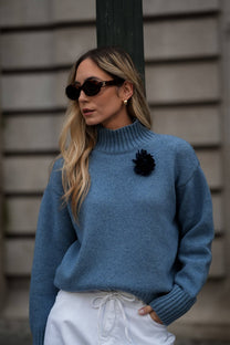 Maglione dolcevita in lana a coste dal taglio rilassato