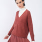 Maglione a costine con scollo a V