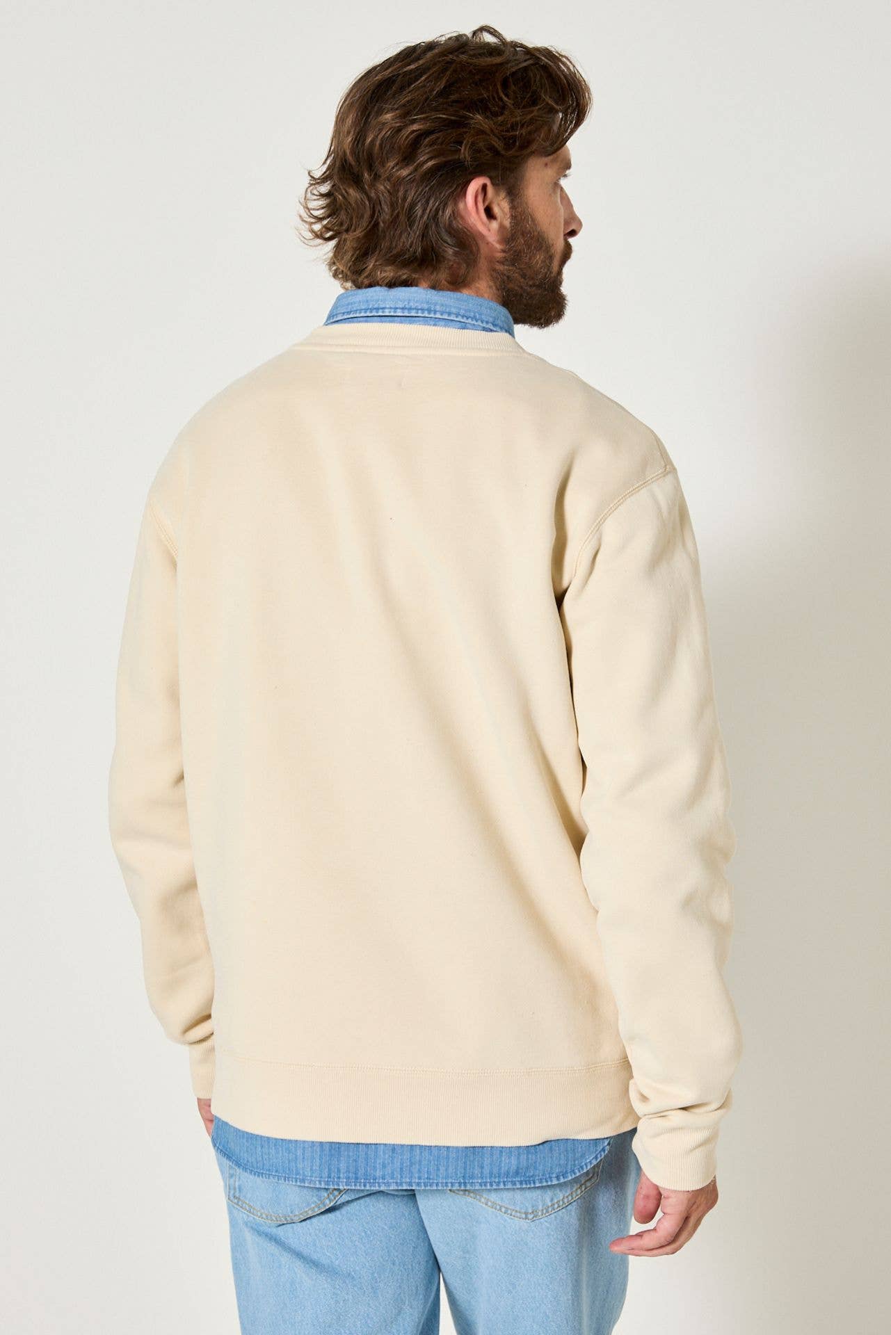 Felpa rétro beige in cotone con ricamo