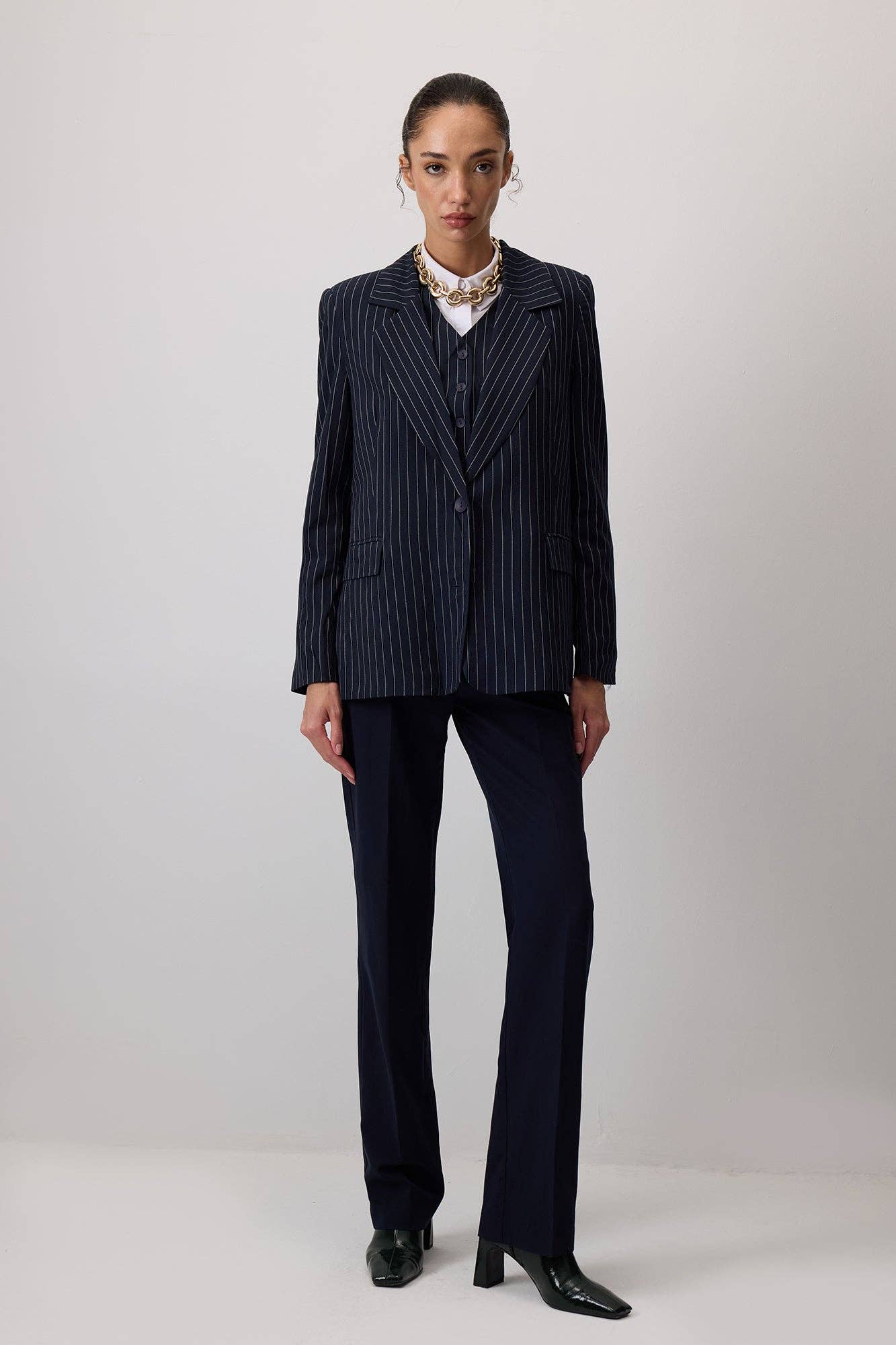Completo gilet e blazer gessato